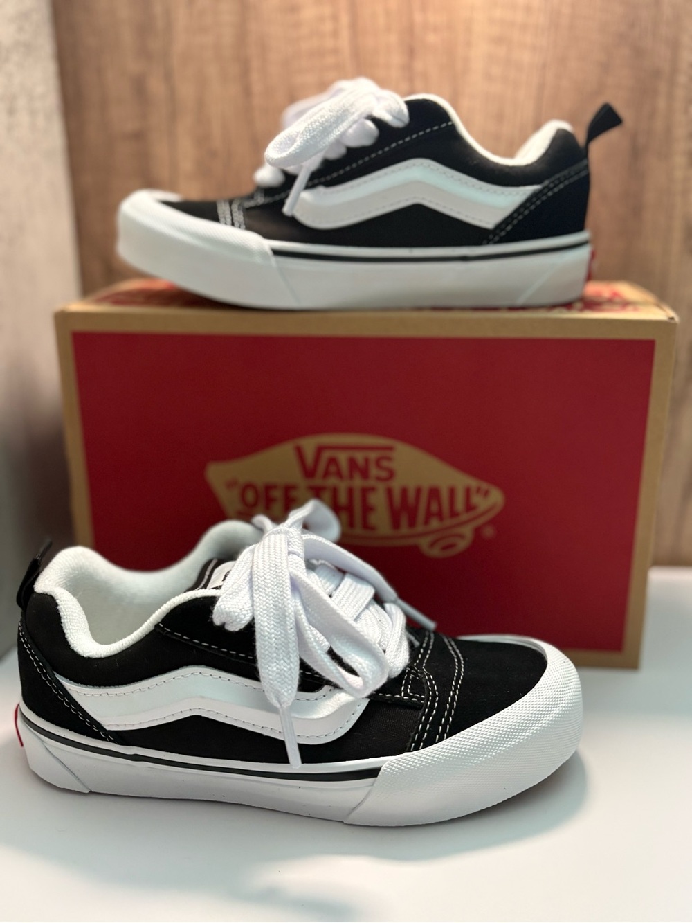 Vans Kids Black and White Classic Low-Top Sneakers